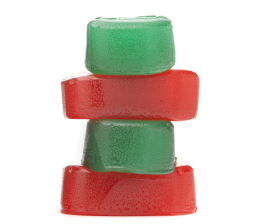 Red and Green Dialed In Gummies Stacked from Life Flower Dispensary